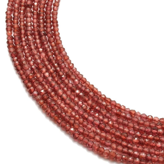 Natural Garnet Faceted Rondelle Gemstone Beads 12" Strand