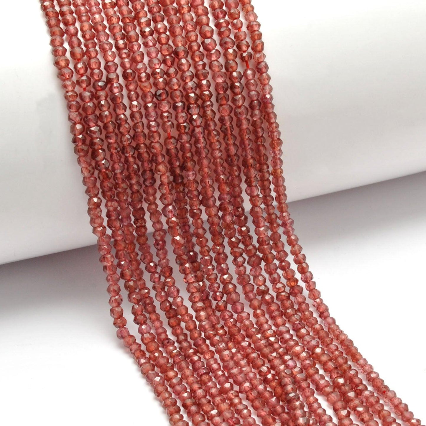 Natural Garnet Faceted Rondelle Gemstone Beads 12" Strand