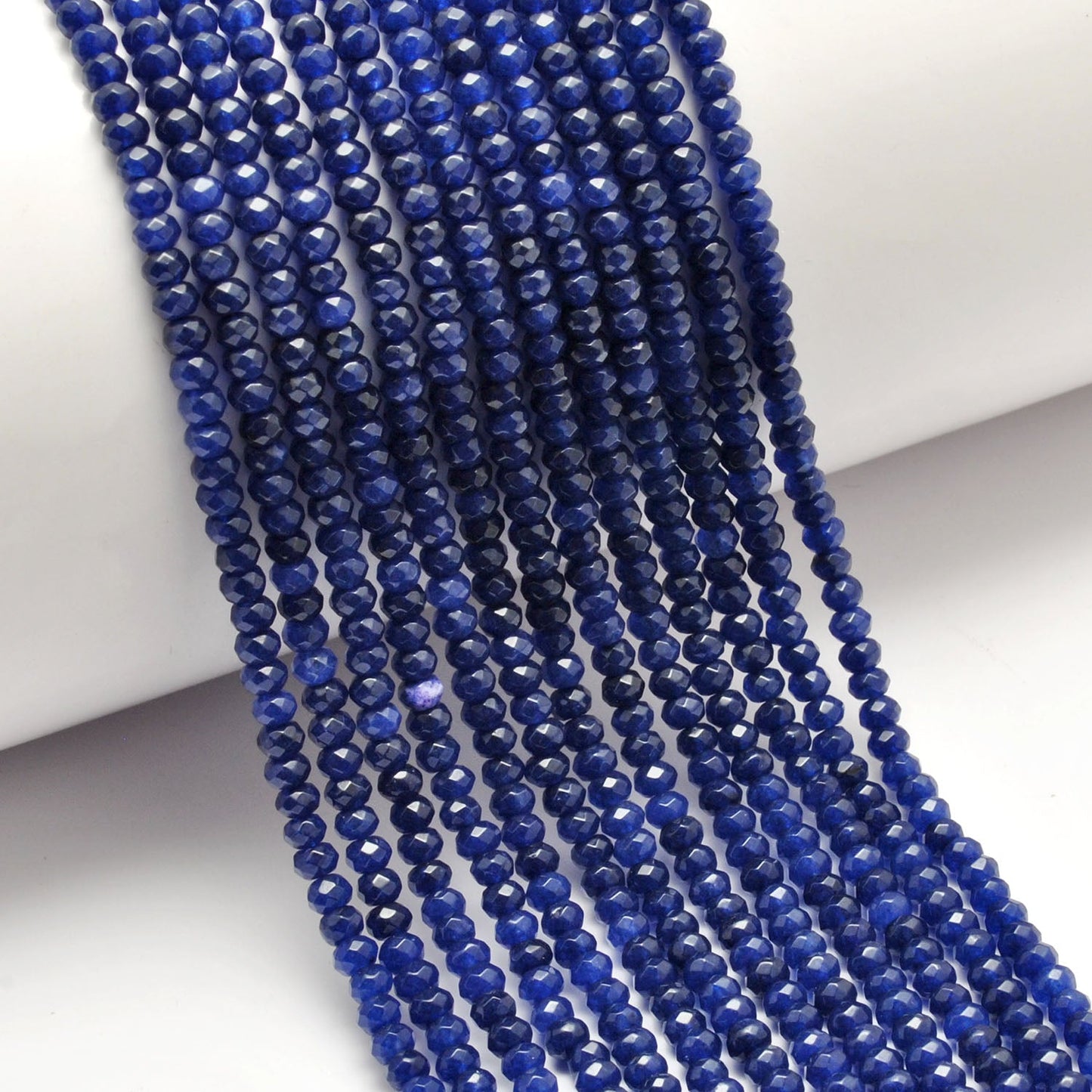 Blue Quartz Rondelle Faceted Gemstone Beads 13.5" Strand