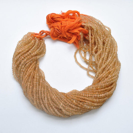 Natural Citrine Rondelle Faceted Gemstone Beads 3-3.5mm 13" Strand - view 3