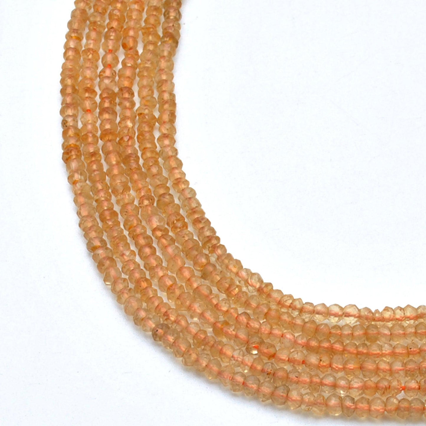 Natural Citrine Rondelle Faceted Gemstone Beads 3-3.5mm 13" Strand