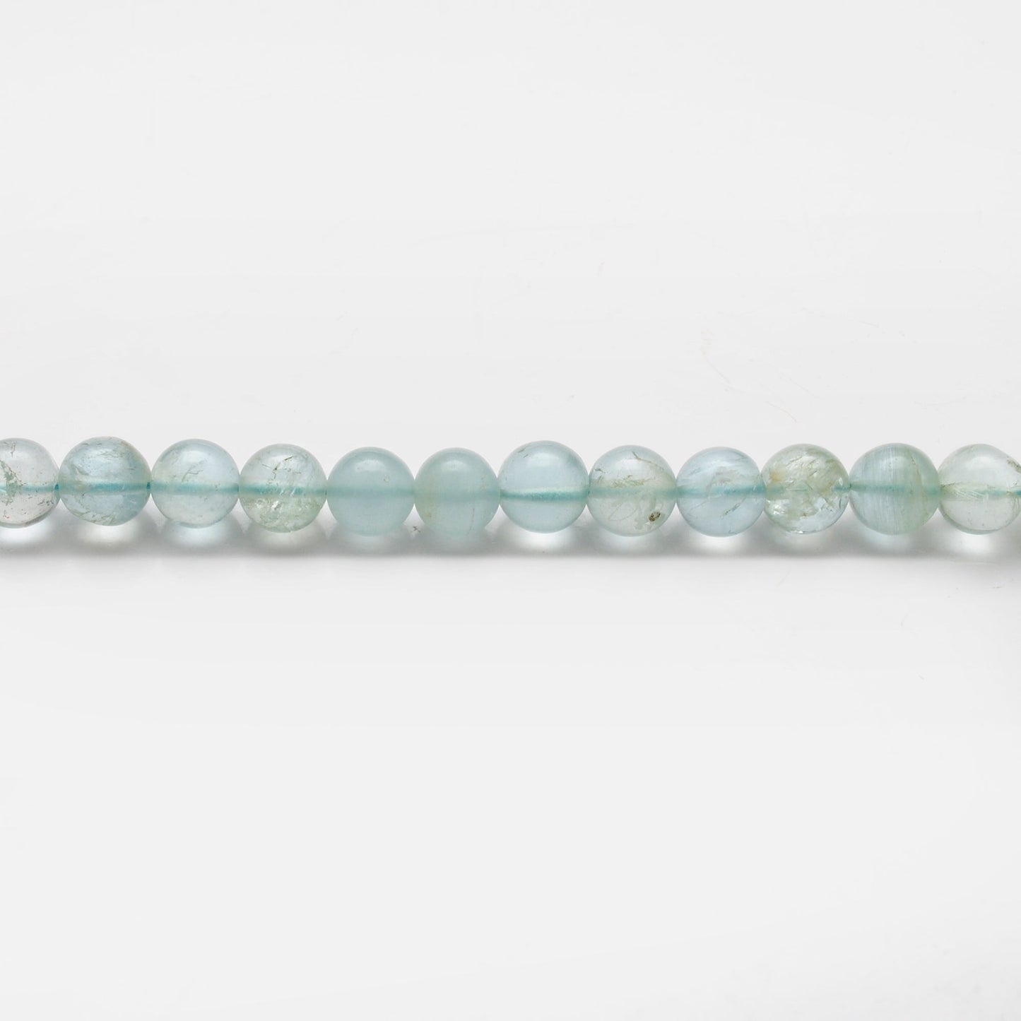 7-9mm Natural Aquamarine Smooth Round Beads - 15" Strand - Healing Crystal Gemstone Strand