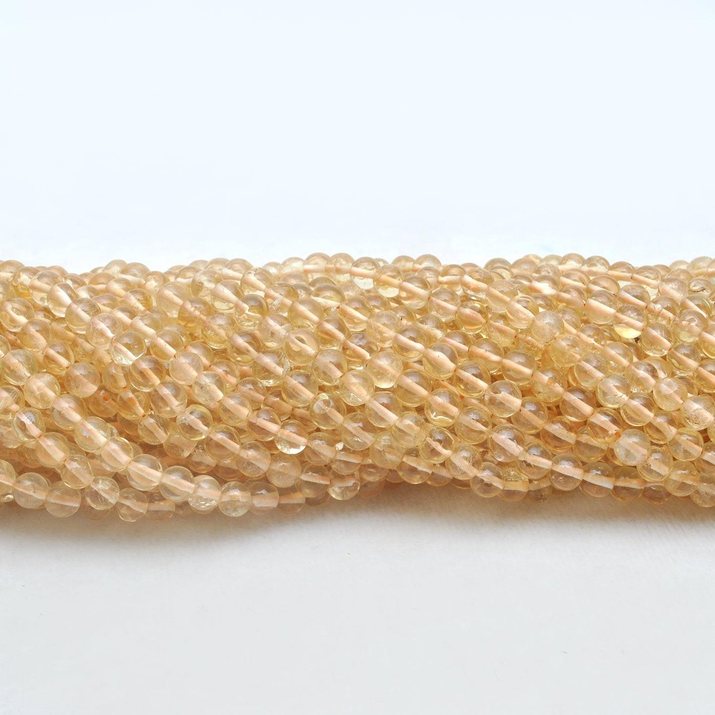 Natural Citrine Plain Round Shape Gemstone 13.5 inch Strand