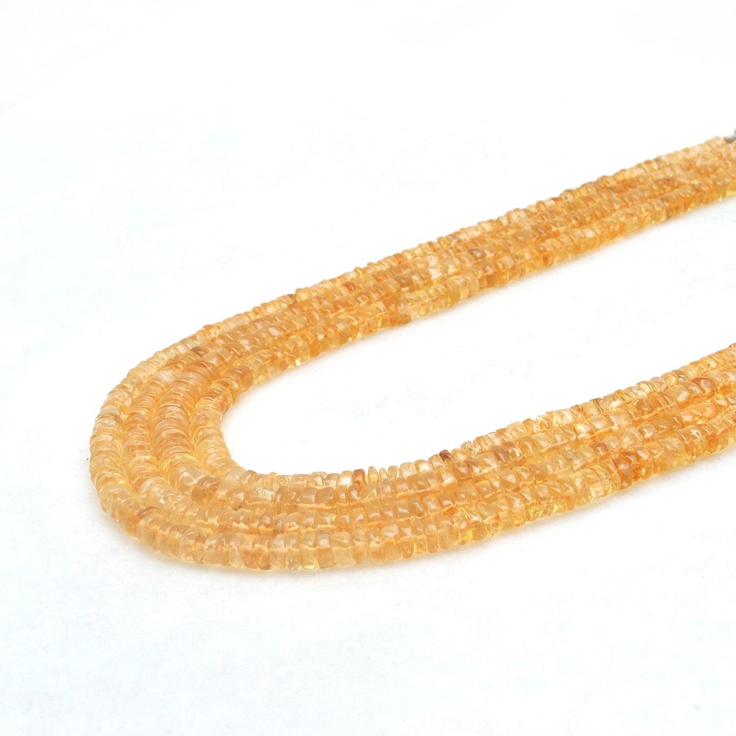 Natural Citrine Plain Tyre Shape Gemstone 16" Strand