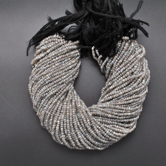 Labradorite Rondelle faceted Gemstone 13 inch Strand - view 3