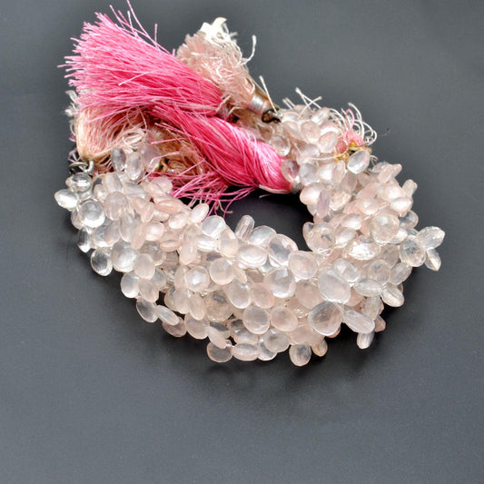 Rose Quartz Faceted Heart Shape Gemstone 8mm Strand 10" Strand - view 3