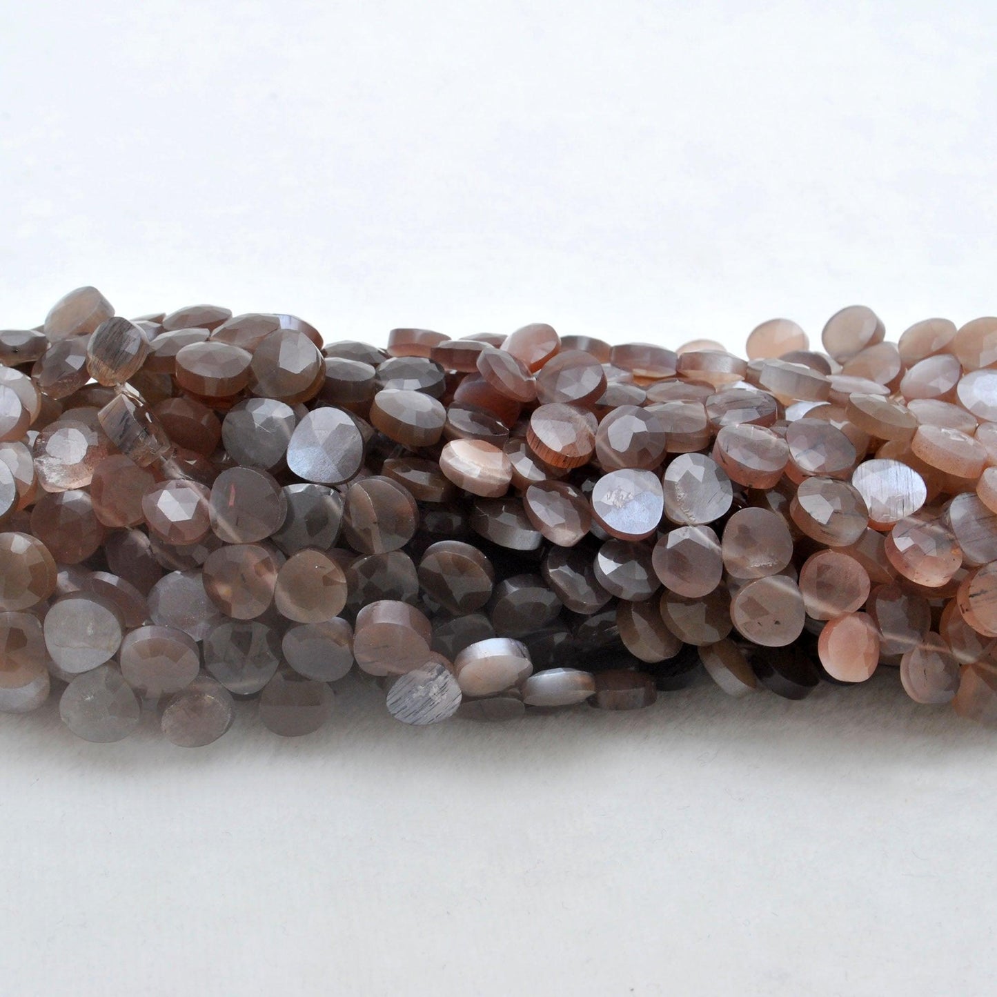 Natural Chocolate Moonstone Faceted Heart Gemstone Beads