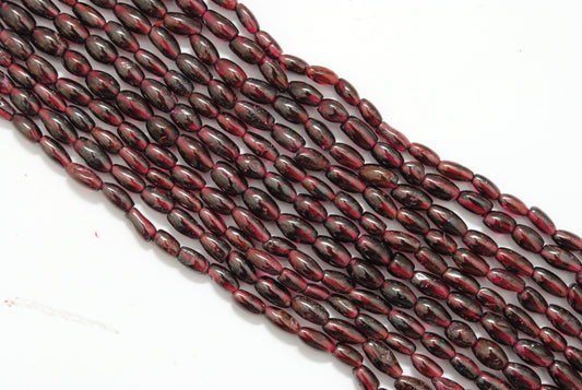 natural rhodolite garnet drum beads strand, plain mixed size, 16 inch, 55 pcs, 16.02 grams, polished gemstone, SAR Gems