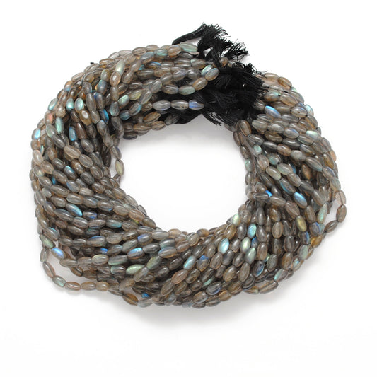 natural labradorite drum beads, mixed size, 16 inch strand, 42 beads, polished grey blue gemstone, SAR Gems