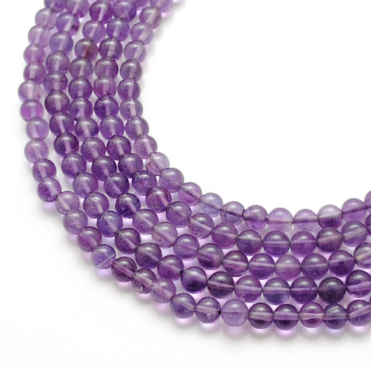 Natural Amethyst Round Gemstone Beads, 5-5.5mm 15" Strand | SAR Gems