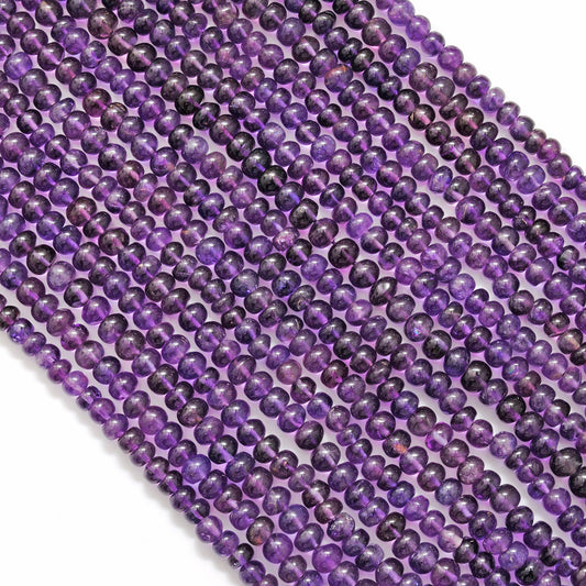 AAA Natural Amethyst Rondelle Gemstone Beads, 5-6mm 15 inch Strand – SAR Gems - view 3