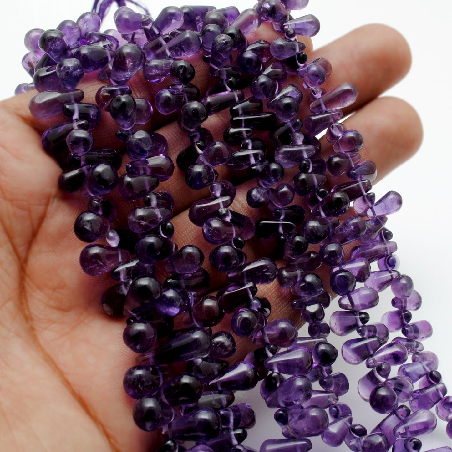 Natural Amethyst Drop Shape AAA Gemstone Beads, Mixed Sizes, 14-Inch Strand