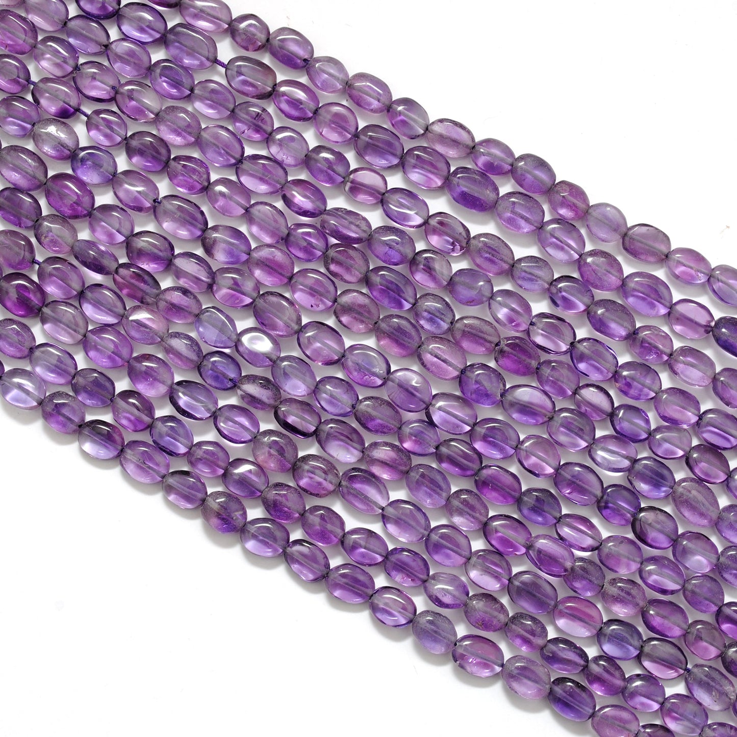 Natural Amethyst Oval Beads – 5x7 to 8x10mm – 16" Strand – Center Drilled for DIY Jewelry