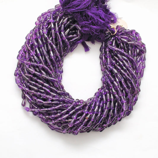 Natural Amethyst Drop Gemstone Beads, Multi-Size (4x7mm - 5x12mm), 14" Strand