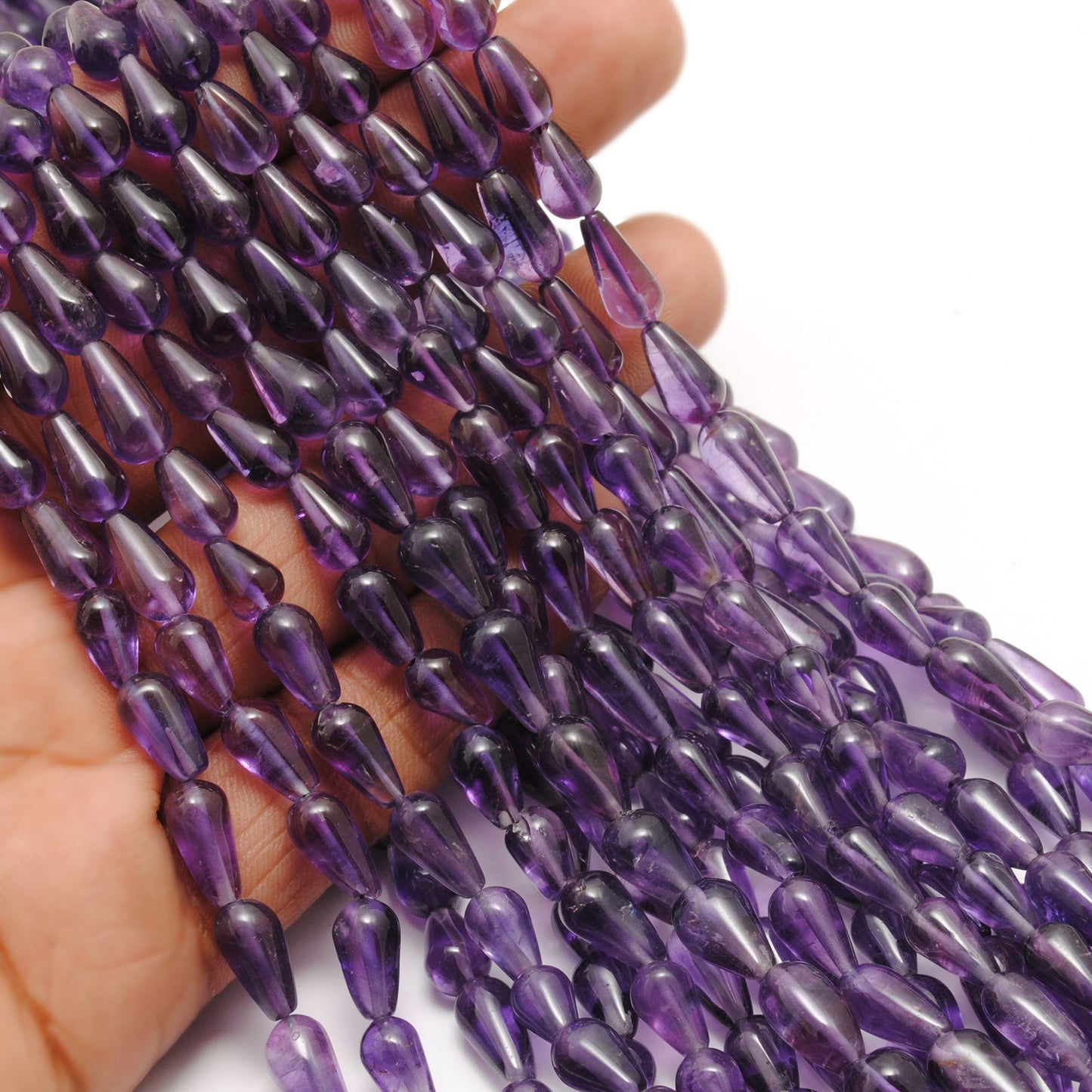 Natural Amethyst Drop Gemstone Beads – Side Drilled for DIY Jewelry Making (Mixed Sizes) 14" Strand