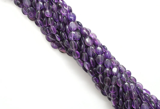 Natural Amethyst Oval Beads, 6x7–8x9mm Mixed Size, 15-Inch Strand – Wholesale Gemstone Beads for Jewelry Making - view 3