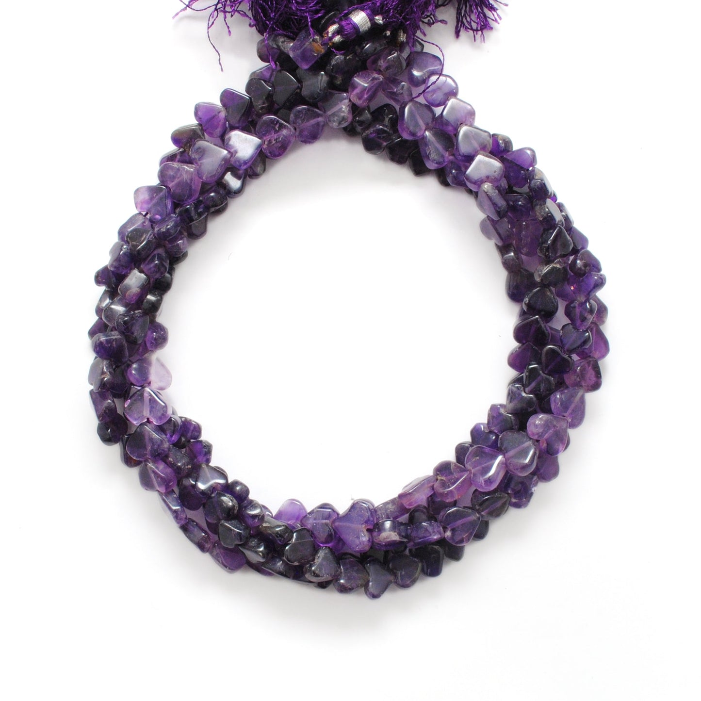 AAA Natural Amethyst Heart-Shaped Beads, 7-12mm Size, 16-Inch Strand, Deep Purple Gemstones for Handmade Jewelry Making