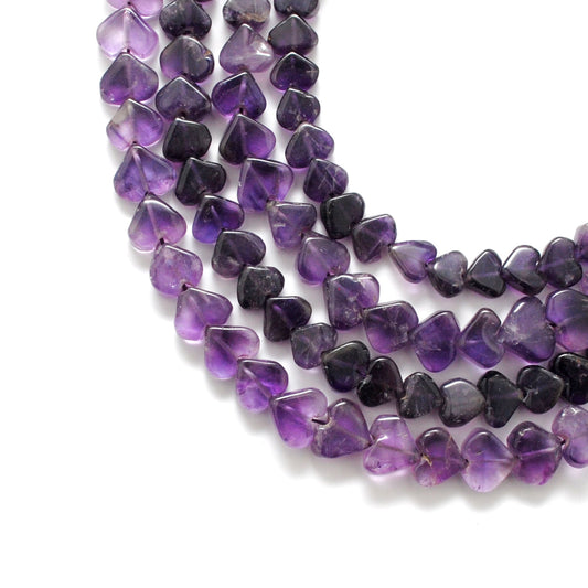 AAA Natural Amethyst Heart-Shaped Beads, 7-12mm Size, 16-Inch Strand, Deep Purple Gemstones for Handmade Jewelry Making