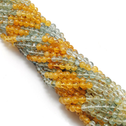 "5.5–6mm natural aquamarine round beads, 15-inch strand, approx. 65 polished gemstones, 18g weight, for handmade healing jewelry