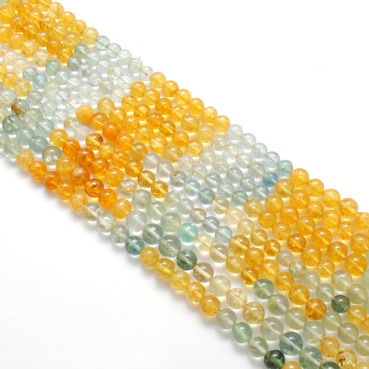 6–7mm aquamarine beads strand, 15-inch, round natural gemstones with A and B design variations, 58 pcs, 22g weight for jewelry making