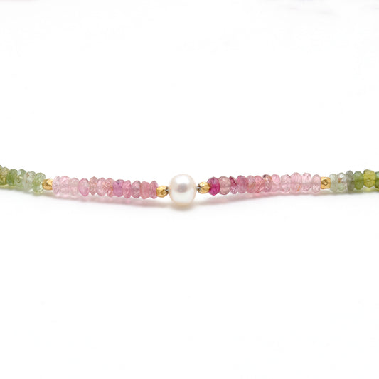 925 Sterling Silver Multi Tourmaline Gemstone Beaded Choker Necklace - view 3