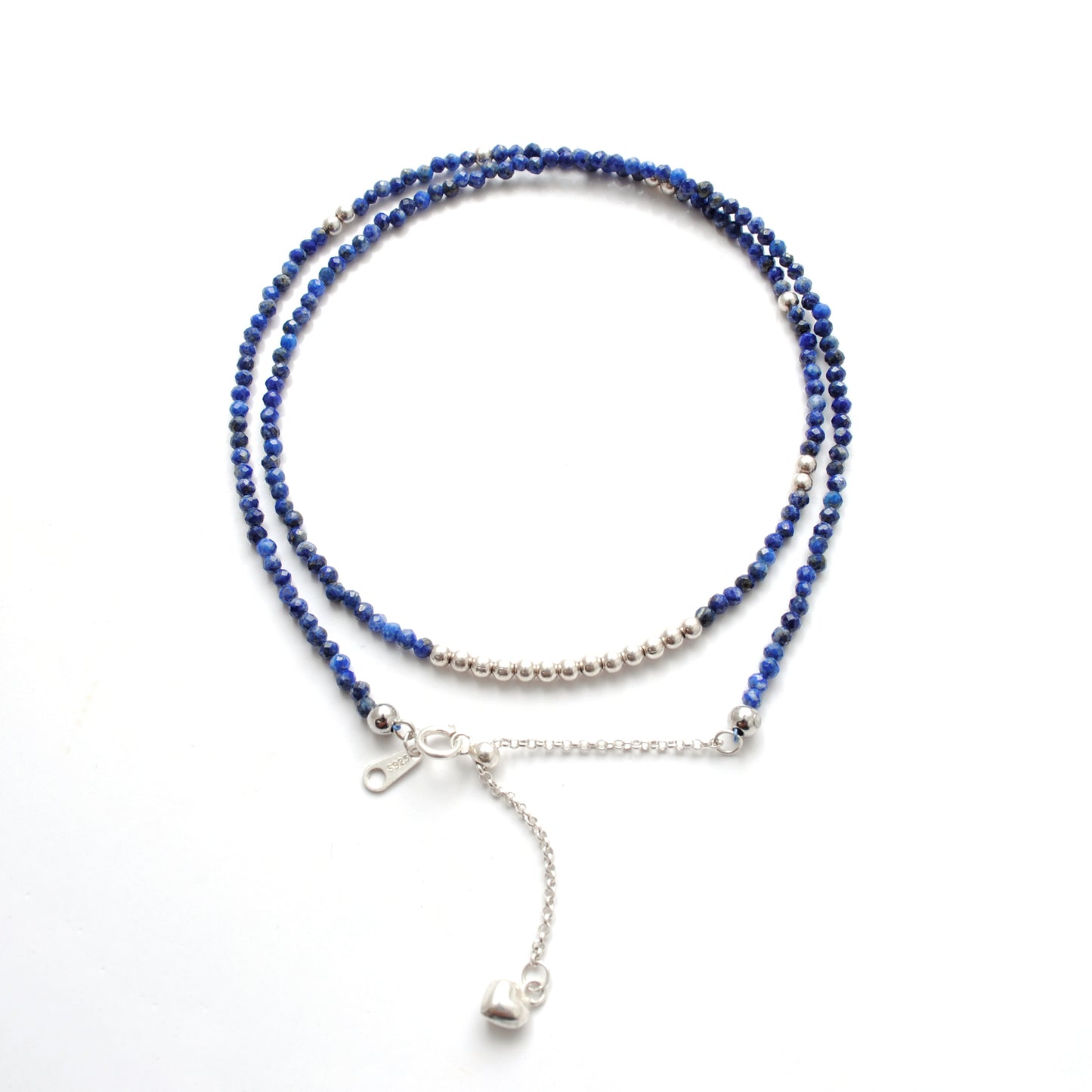 Lapis Lazuli Gemstone Beaded – 925 Silver Necklace