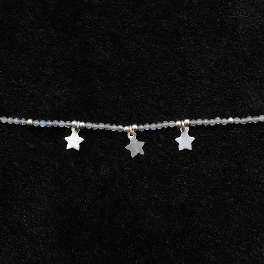 Labradorite Beaded Sterling Silver Charm Necklace - view 3
