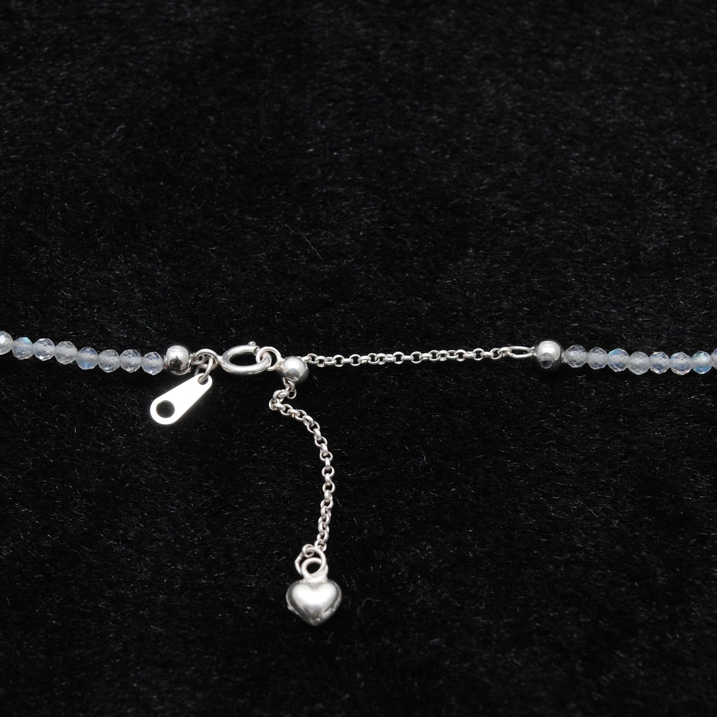 Labradorite Beaded Sterling Silver Charm Necklace