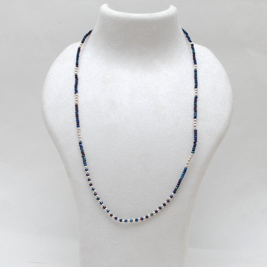 18" Blue Mystic Quartz Beaded Necklace – 2mm Faceted Gemstone Beads