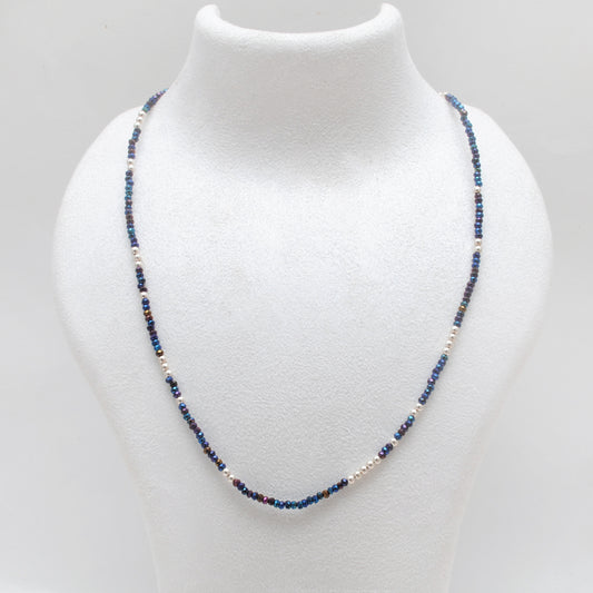 Blue Mystic Coated Beaded Necklace – 925 Sterling Silver Jewelry with Charms for Women