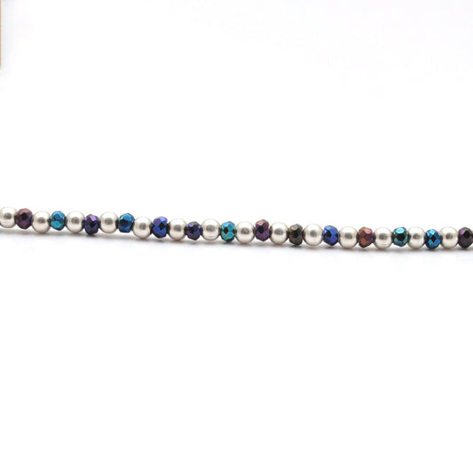 Black Spinel Blue Mystic Coated Silver Beaded Charm Necklace - view 3