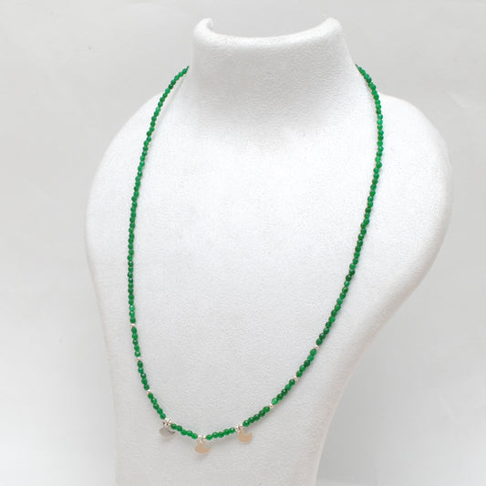 Natural Emerald Beaded Necklace – 925 Sterling Silver Charm Necklace