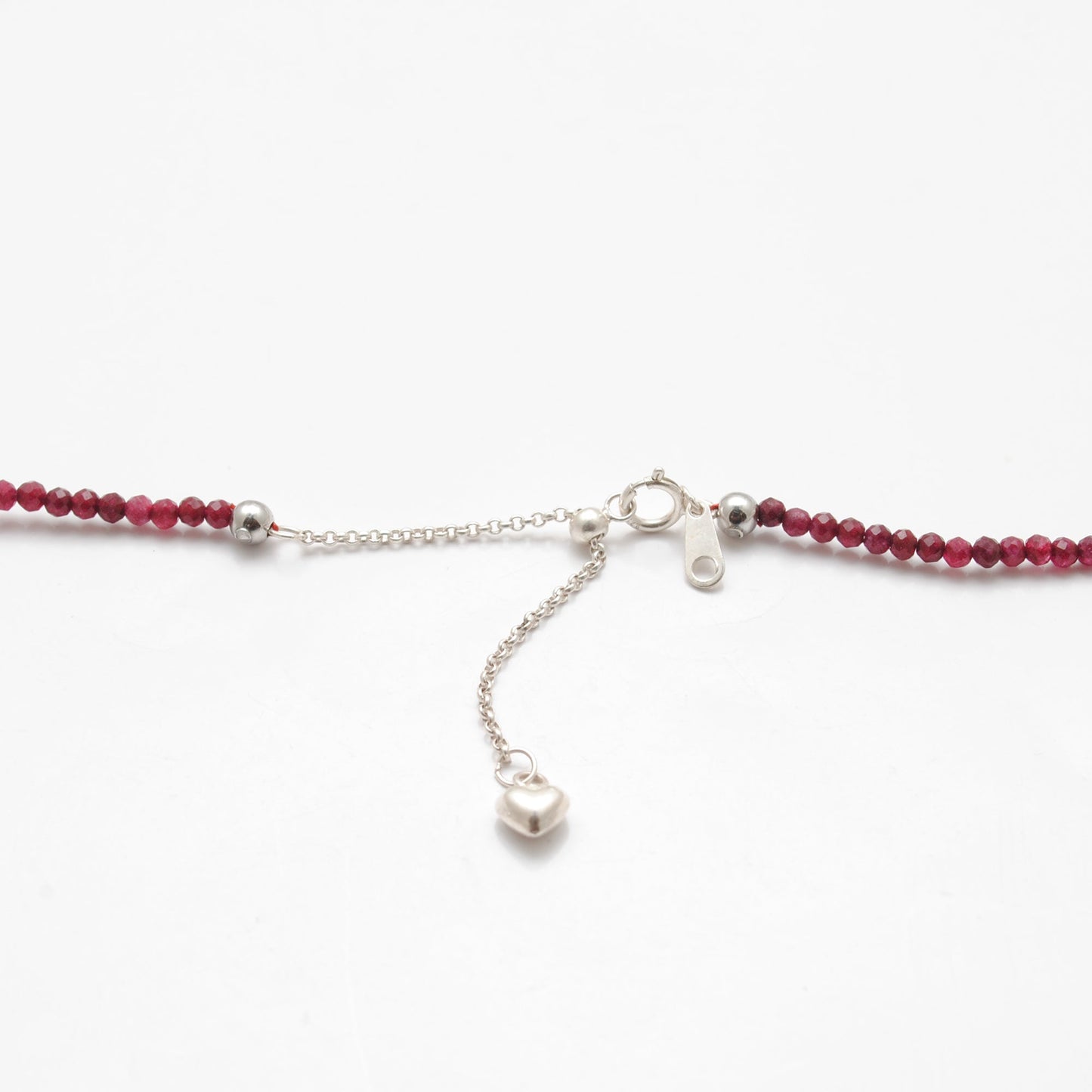 Elegant Ruby Beaded Silver Chain Delicate Necklace