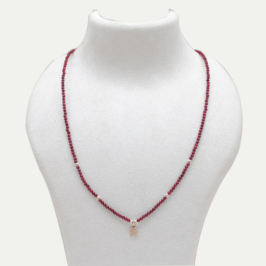 18" Natural Ruby Necklace – 2.40mm Faceted Gemstone Beads