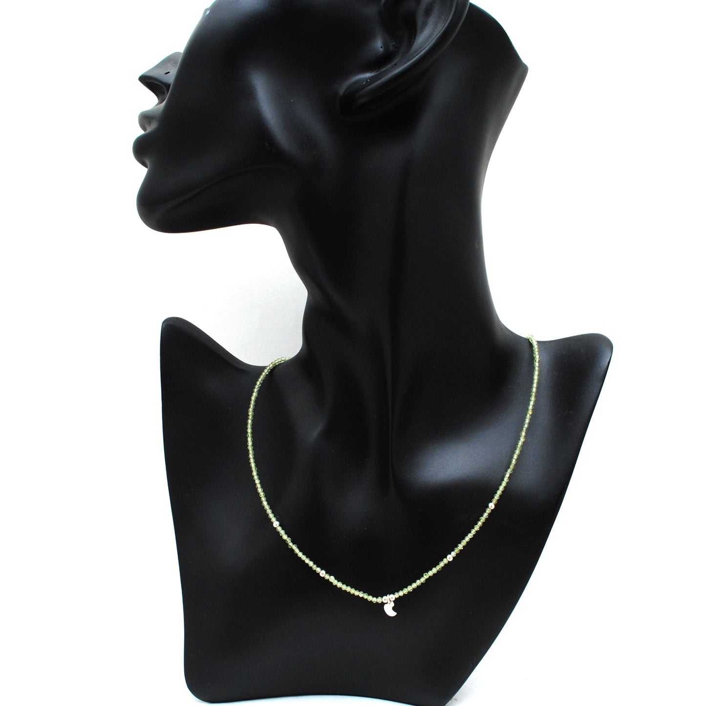 Peridot Rondelle Beaded Necklace 2mm