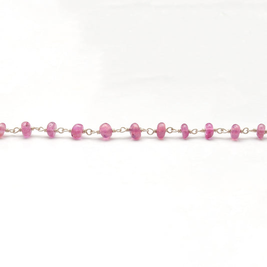 5mm Ruby Beaded Necklace – Faceted Rondelle Gemstones on 925 Sterling Silver - view 3