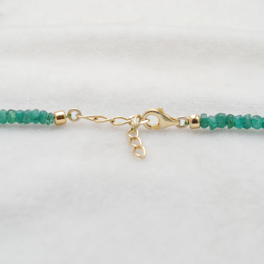 Natural Emerald & Rose Cut Diamond Pendant Necklace - view 3