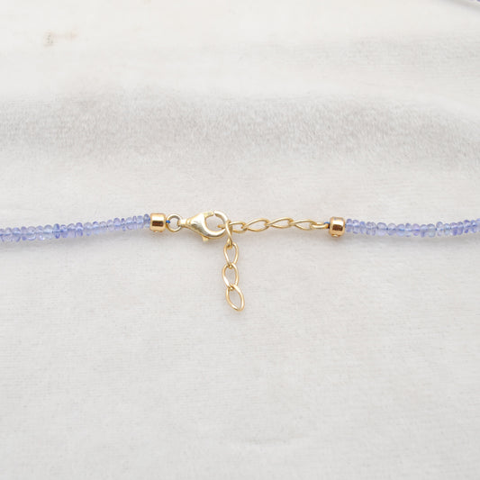 Tanzanite Beads Necklace with Uncut Diamond Pendant - view 3