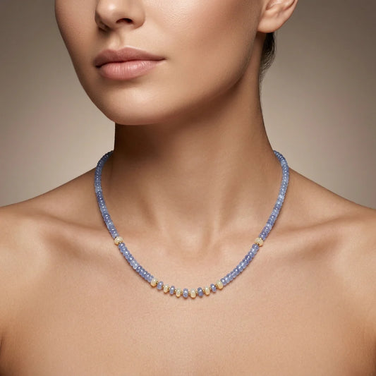 Faceted Tanzanite Ethiopian Opal Gold Plated Necklace