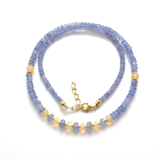 Faceted Tanzanite Ethiopian Opal Gold Plated Necklace - view 3