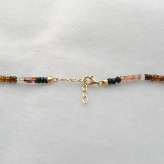 Multi Tourmaline Beaded Necklace with Pearl – Handmade Silver Jewelry - view 3