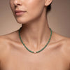 Natural Emerald Beaded Necklace – Micro-Faceted Beads, 925 Silver with Gold Finish