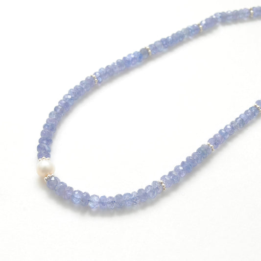 Tanzanite With Fresh water Pearl 925 Silver Necklace - view 3
