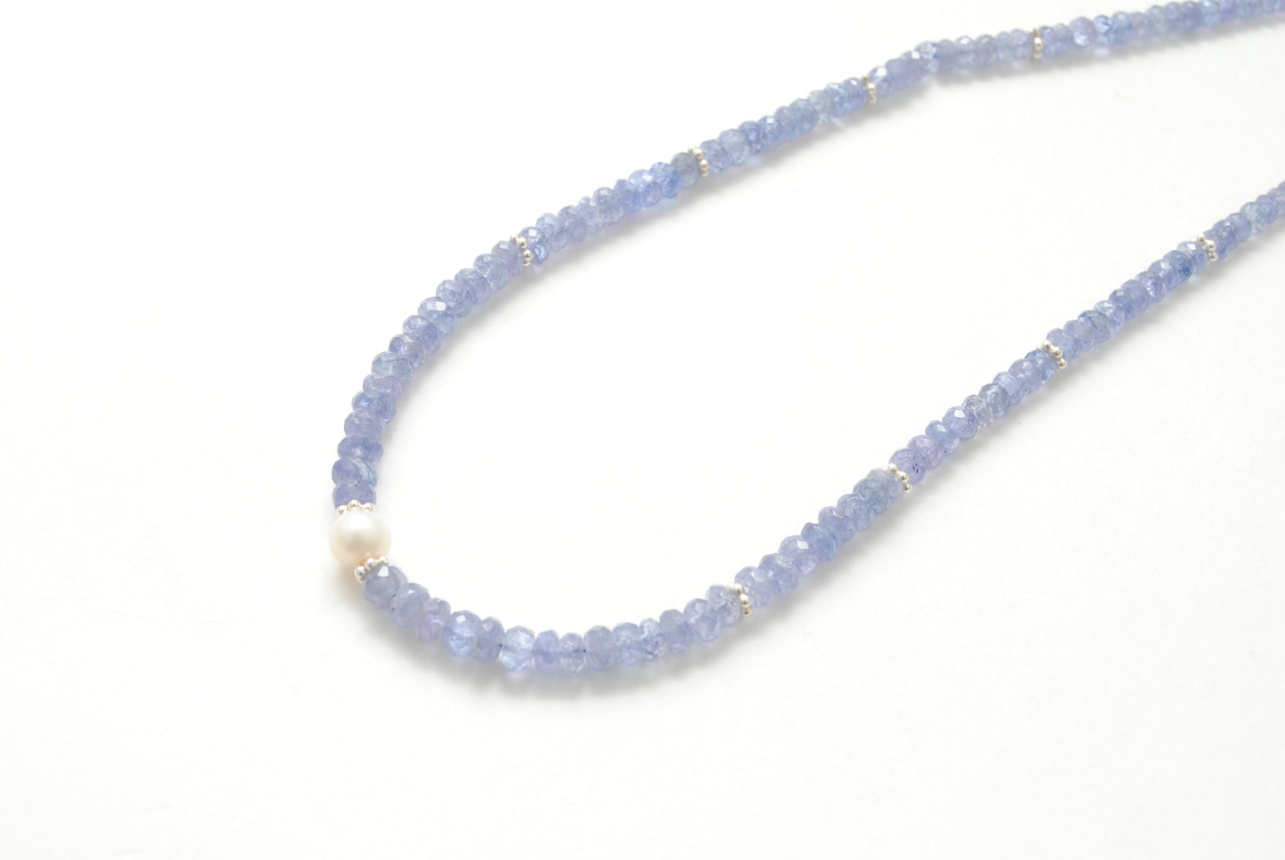 Natural Tanzanite Faceted Rondelle Beaded Necklace – 925 Silver 18" Adjustable Choker