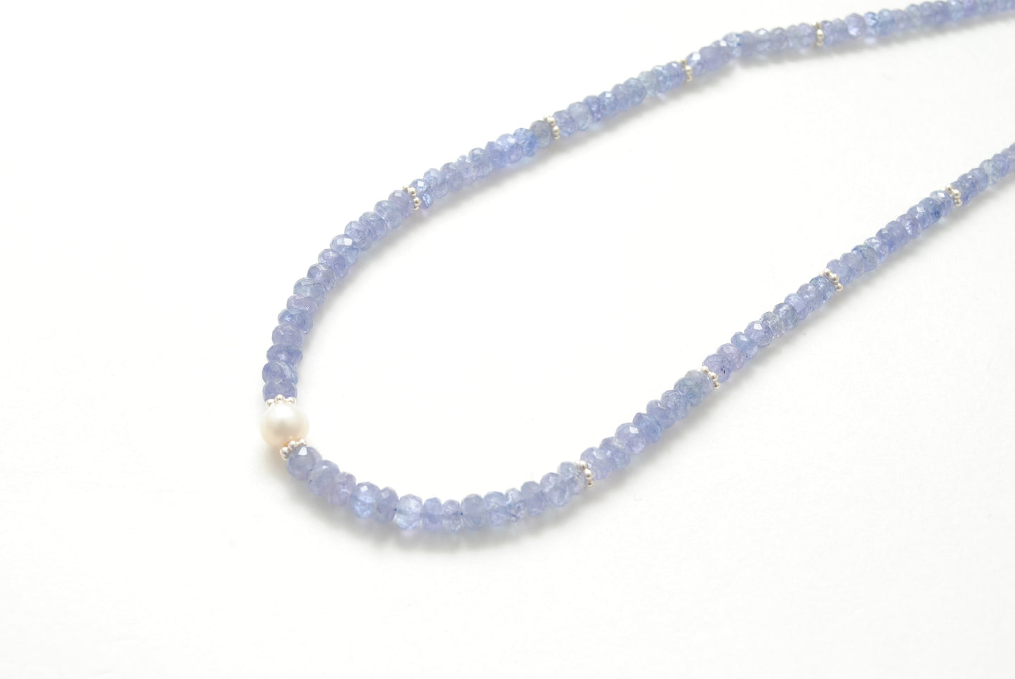 Tanzanite With Fresh water Pearl 925 Silver Necklace