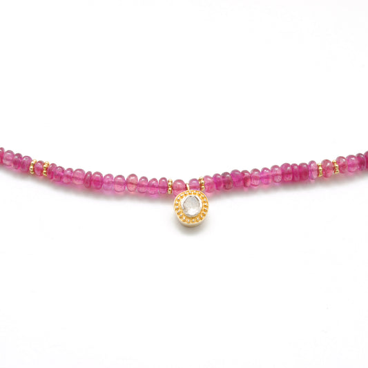 925 Sterling Silver Natural Ruby & Polki Diamond – 20-Inch Necklace - view 3
