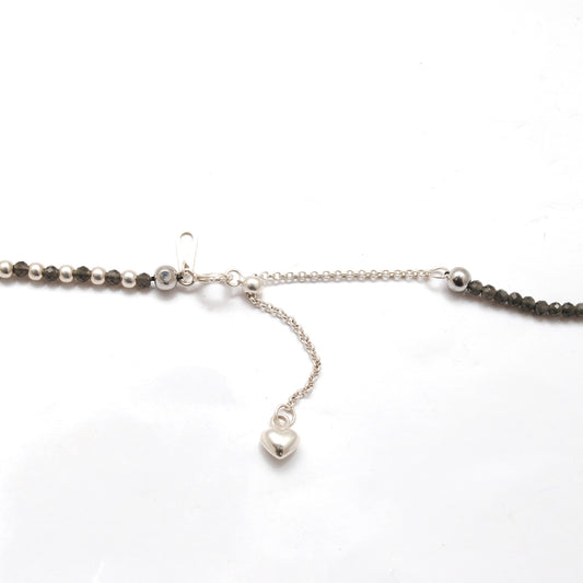 Natural Smoky Quartz Beaded Necklace – 925 Sterling Silver Handmade Charm Jewelry - view 3