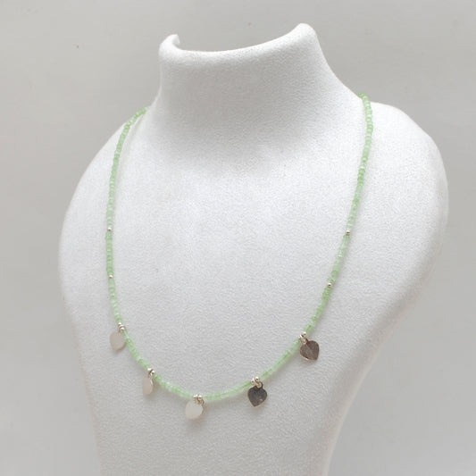 18" Natural Prehnite Beaded Necklace – 2.5mm Faceted Gemstone Beads
