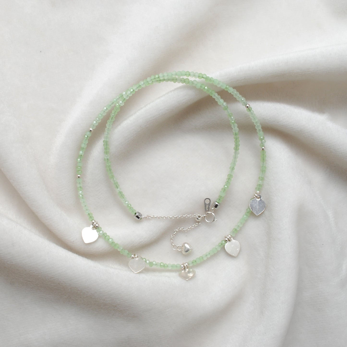 18" Natural Prehnite Beaded Necklace – 2.5mm Faceted Gemstone Beads