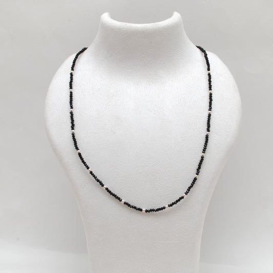 925 Silver 18-Inch Black Spinel Necklace – 2mm Faceted Beads